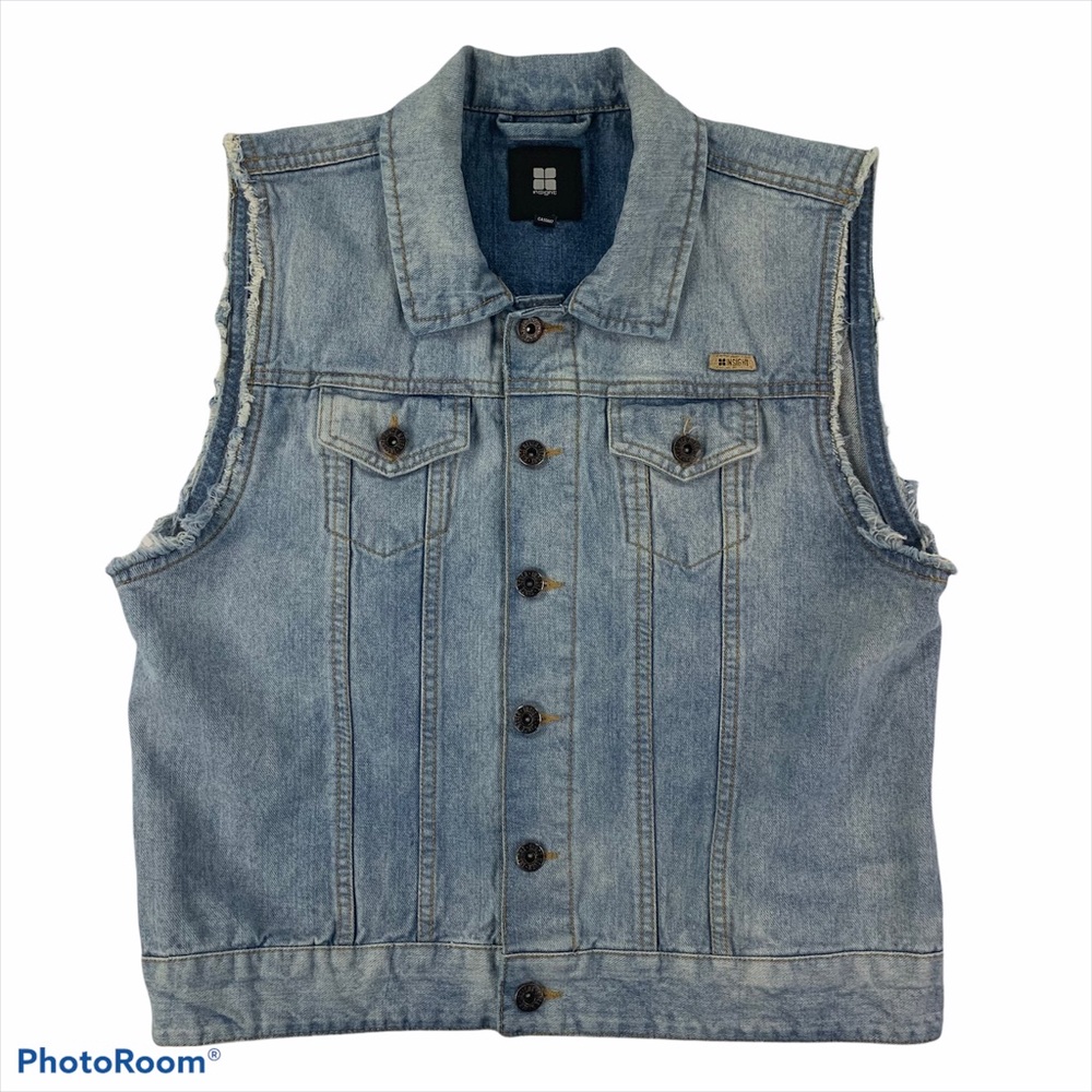 INSIGHT Women's Denim Cut-Off Sleeve Vest Sz 6